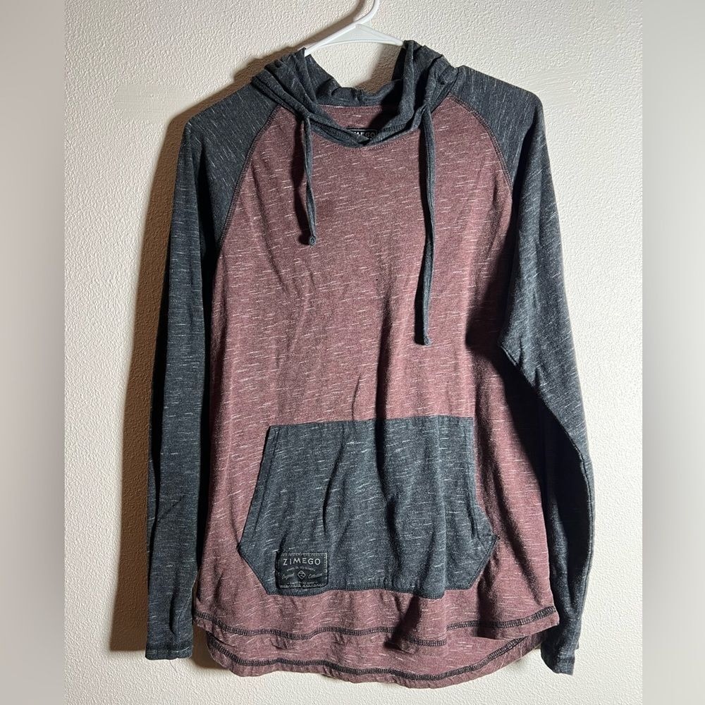 ZIMEGO Men's Casual Long Sleeve Shirt Color Block Raglan Pullover Hoodie medium